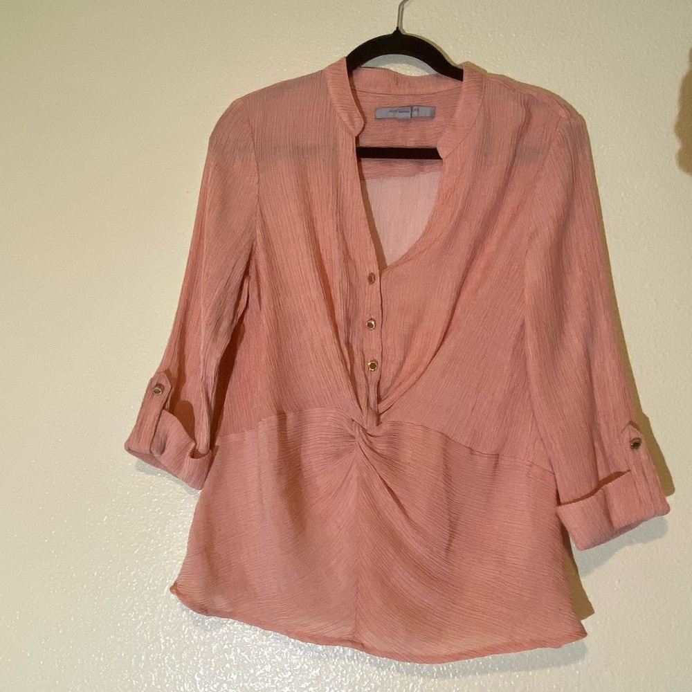 Marc New York Pink Blouse with Twist Front Size L